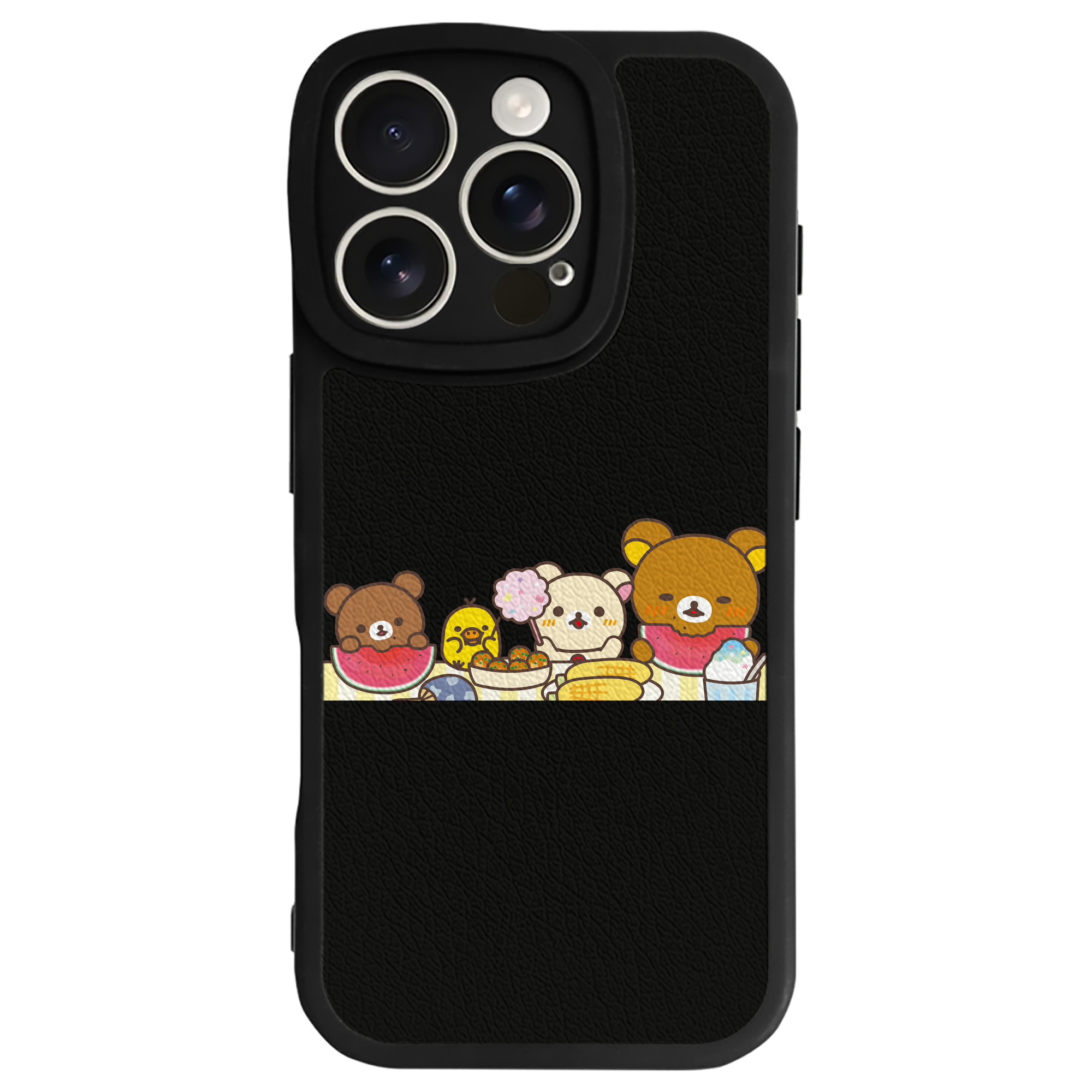 （画像用） リラックマ リラックマ キイロイトリ Rilakkuma Korilakkuma Kiiroitori 【iPhone 16シリーズ対応】シリコンスマホケース（レザー調） 材質：シリコン
